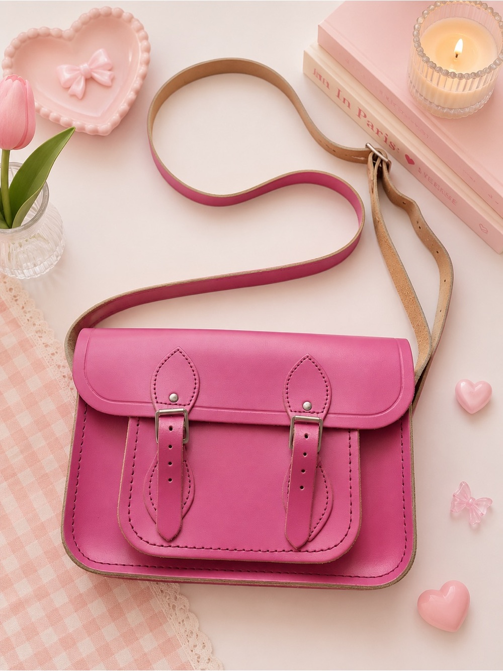 The Cambridge Satchel Company Pink Leather Mini Satchel Crossbody Bag